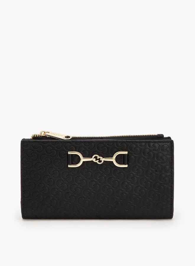 سيليست Monogram Embossed Wallet With Button Closure